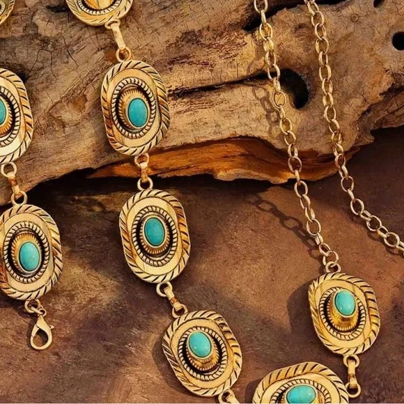 Western Turquoise Belt, Chain Belt New - Picture 4 of 4